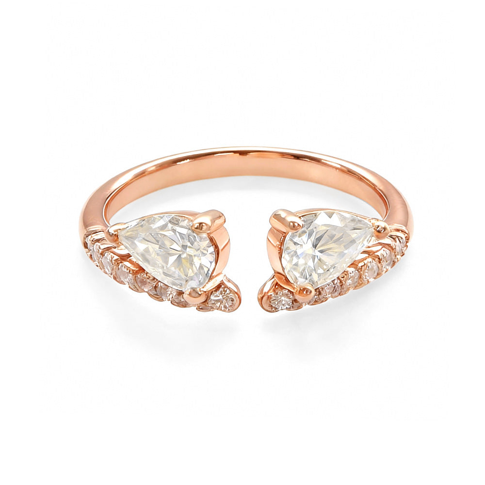 Lume Twin Pear Moissanite Open Ring