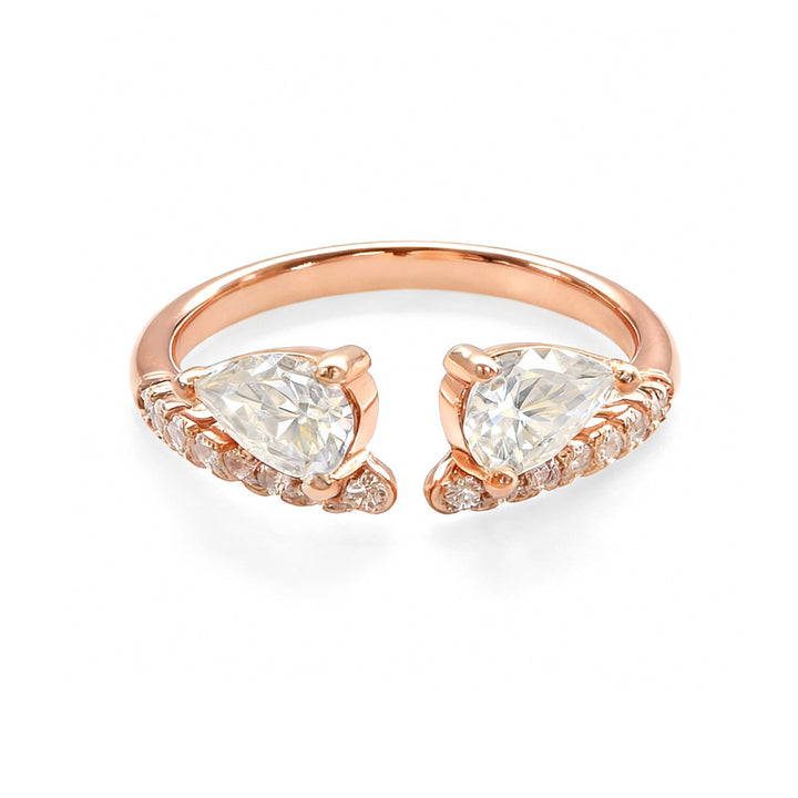 Lume Twin Pear Moissanite Open Ring