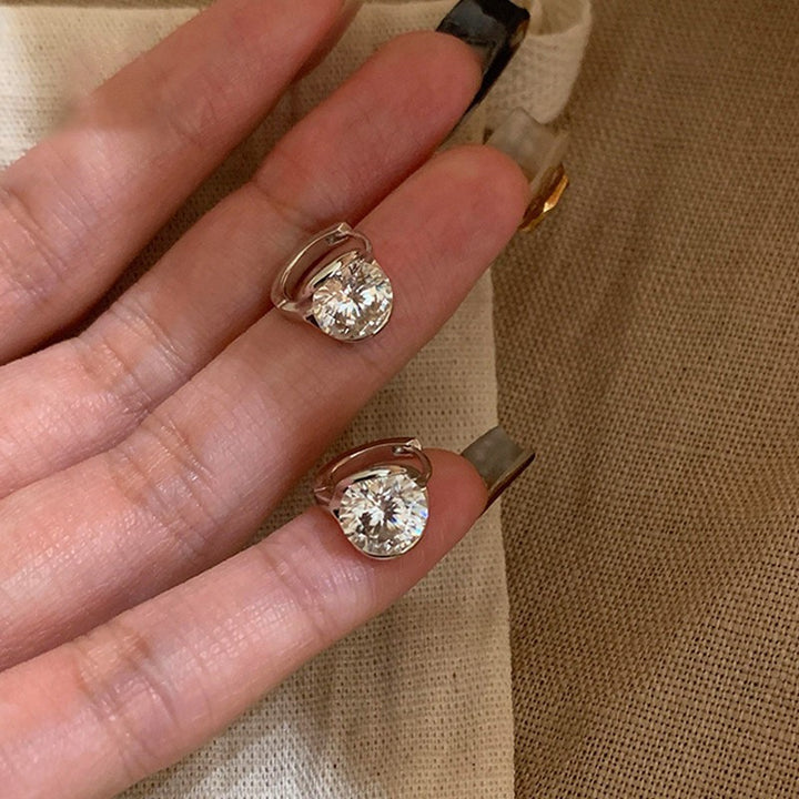 Round Cut Moissanite Huggie Earrings