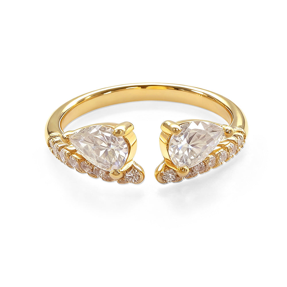 Lume Twin Pear Moissanite Open Ring