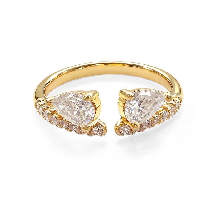 Lume Twin Pear Moissanite Open Ring