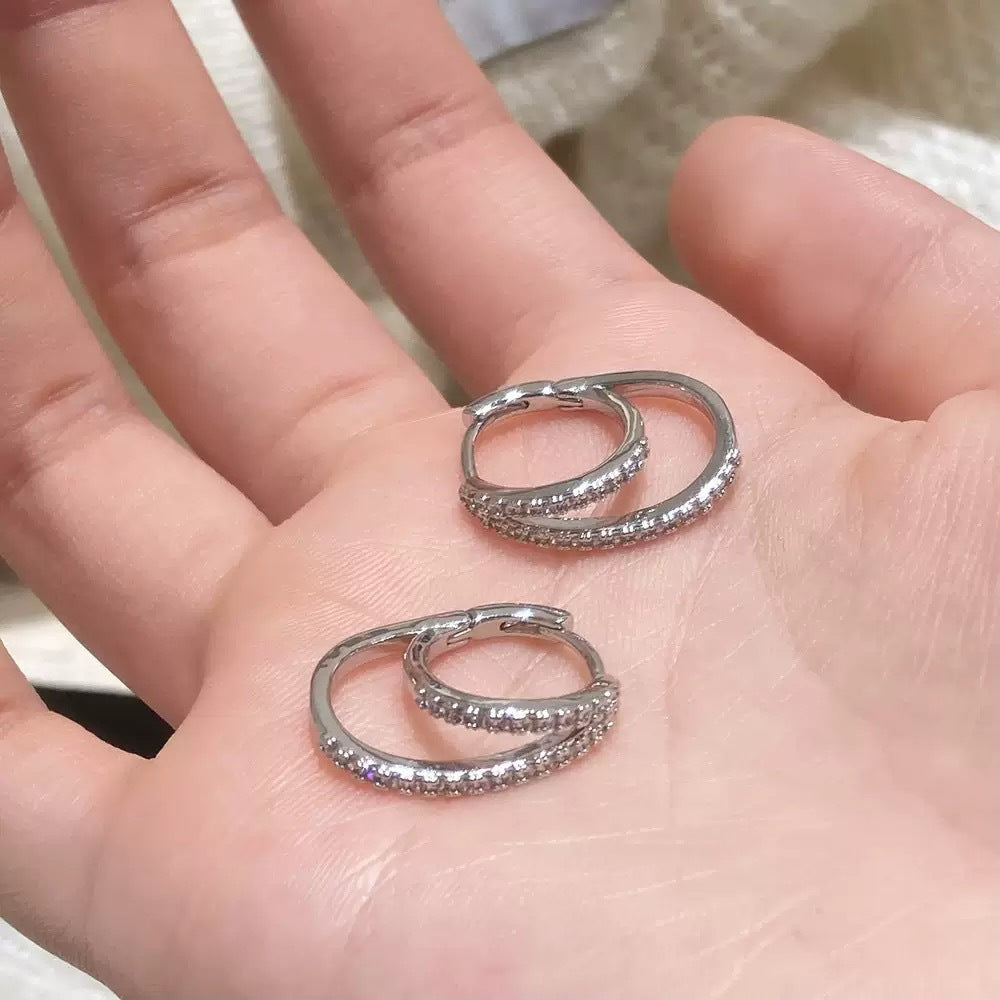 Luna Twist Zircon Hoop Earrings
