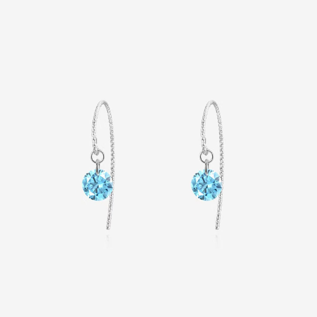 Blue Zircon Threader Earrings