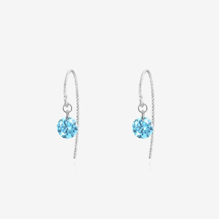 Blue Zircon Threader Earrings