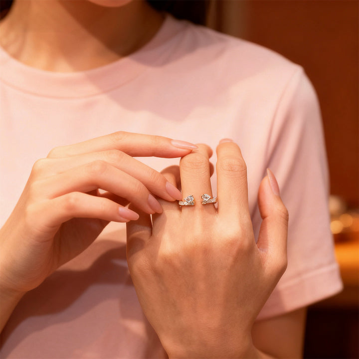Lume Twin Pear Moissanite Open Ring