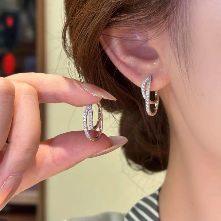 Luna Twist Zircon Hoop Earrings