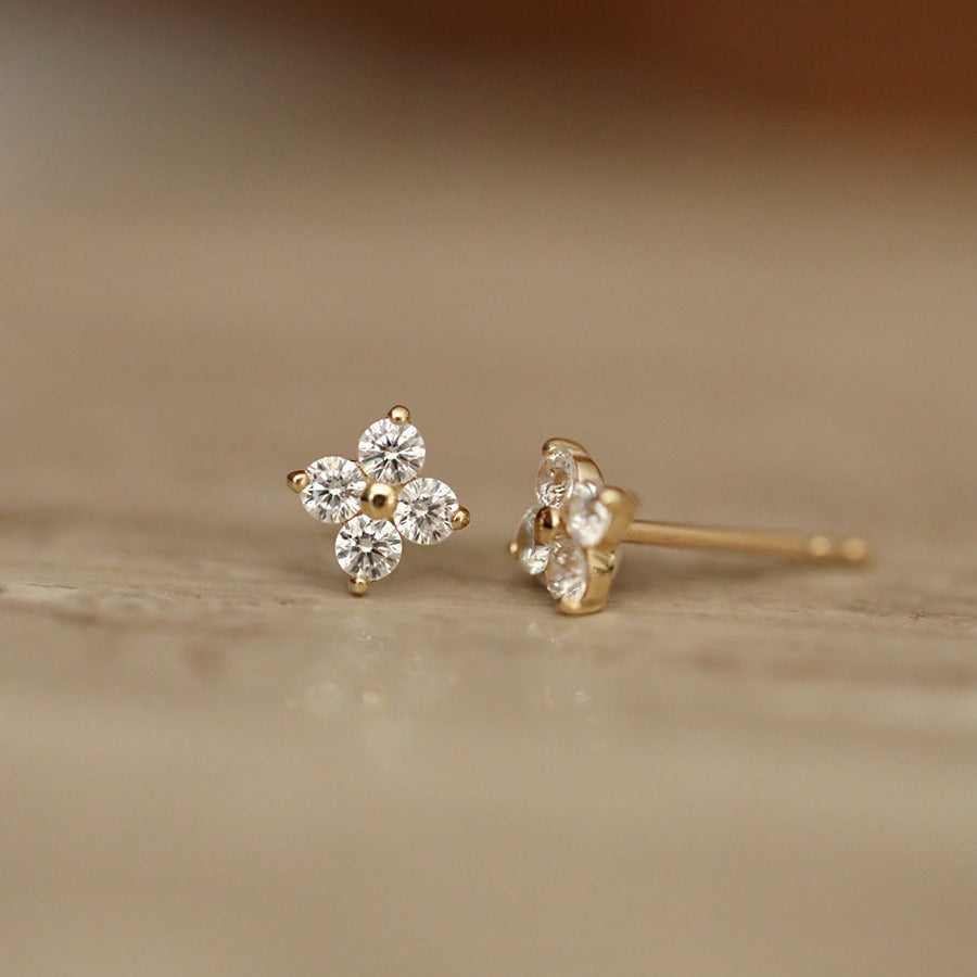 Mini Flower Zircon Stud Earrings — Petite Sparkle | S925 Sterling Silver