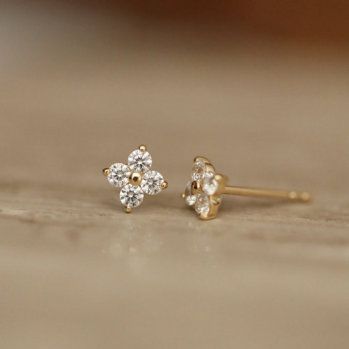 Mini Flower Zircon Stud Earrings — Petite Sparkle | S925 Sterling Silver