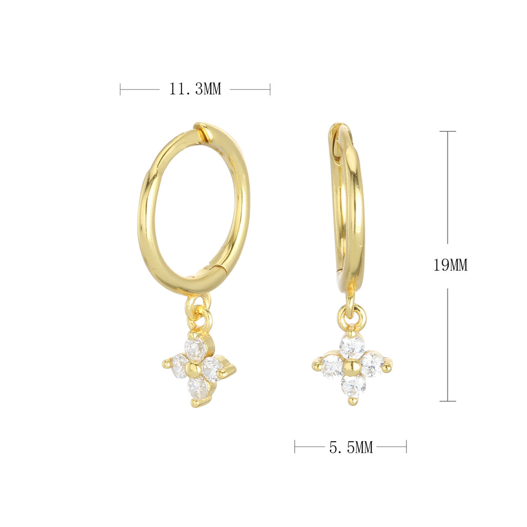 Floral Drop Hoop Earrings — Minimal Sparkle Charm | S925 Sterling Silver
