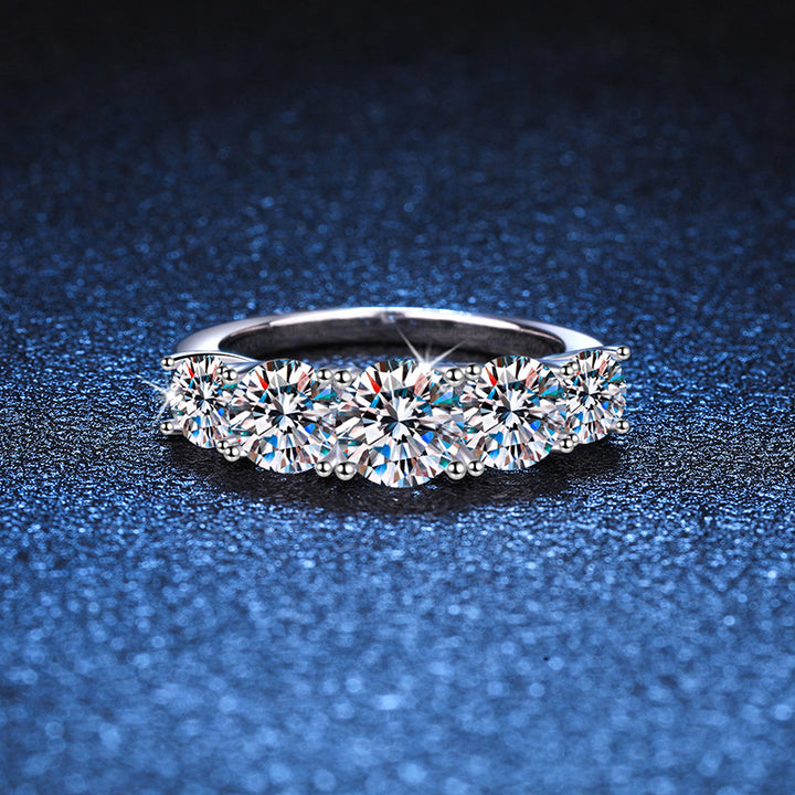 Celestial Wave Five-Stone Moissanite Ring
