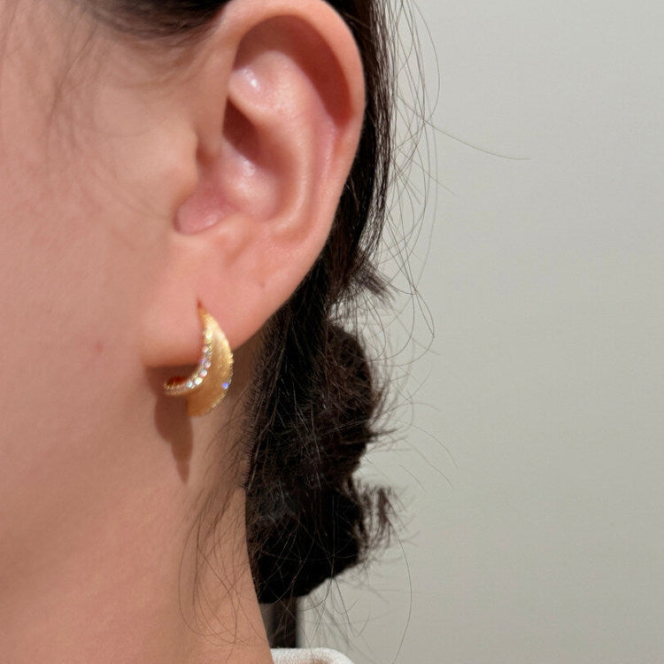 Luna Zircon Crescent Hoop Earrings