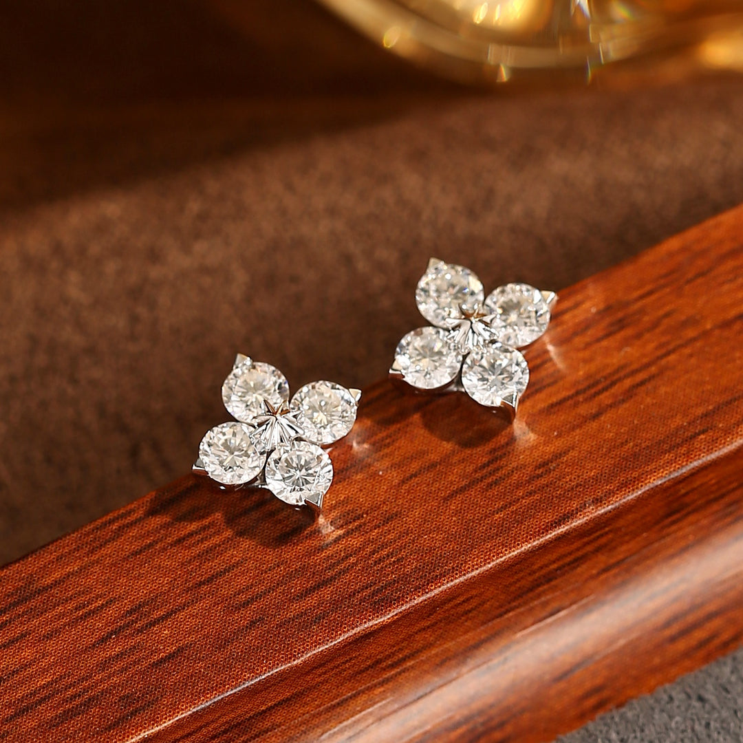 Flower Zircon Stud Earrings — Minimal Sparkle | S925 Sterling Silver