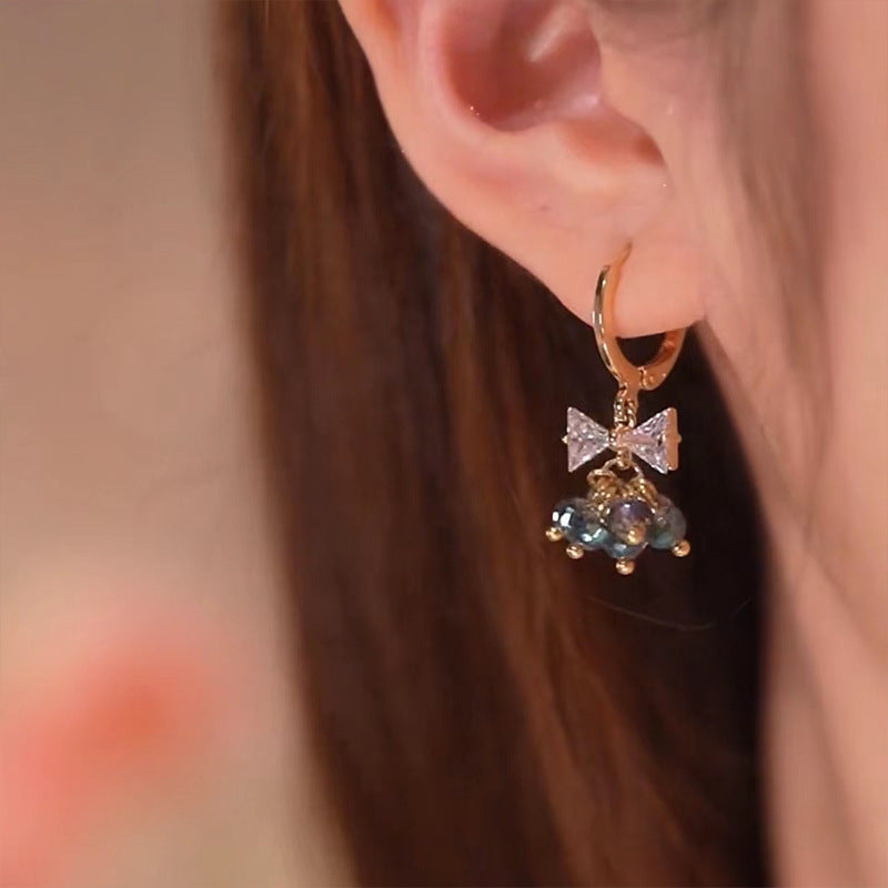 Aurora Crystal Bow Hoop Earrings