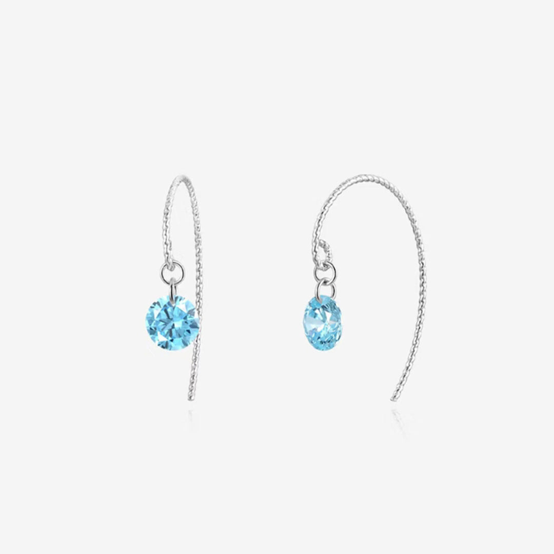 Blue Zircon Threader Earrings