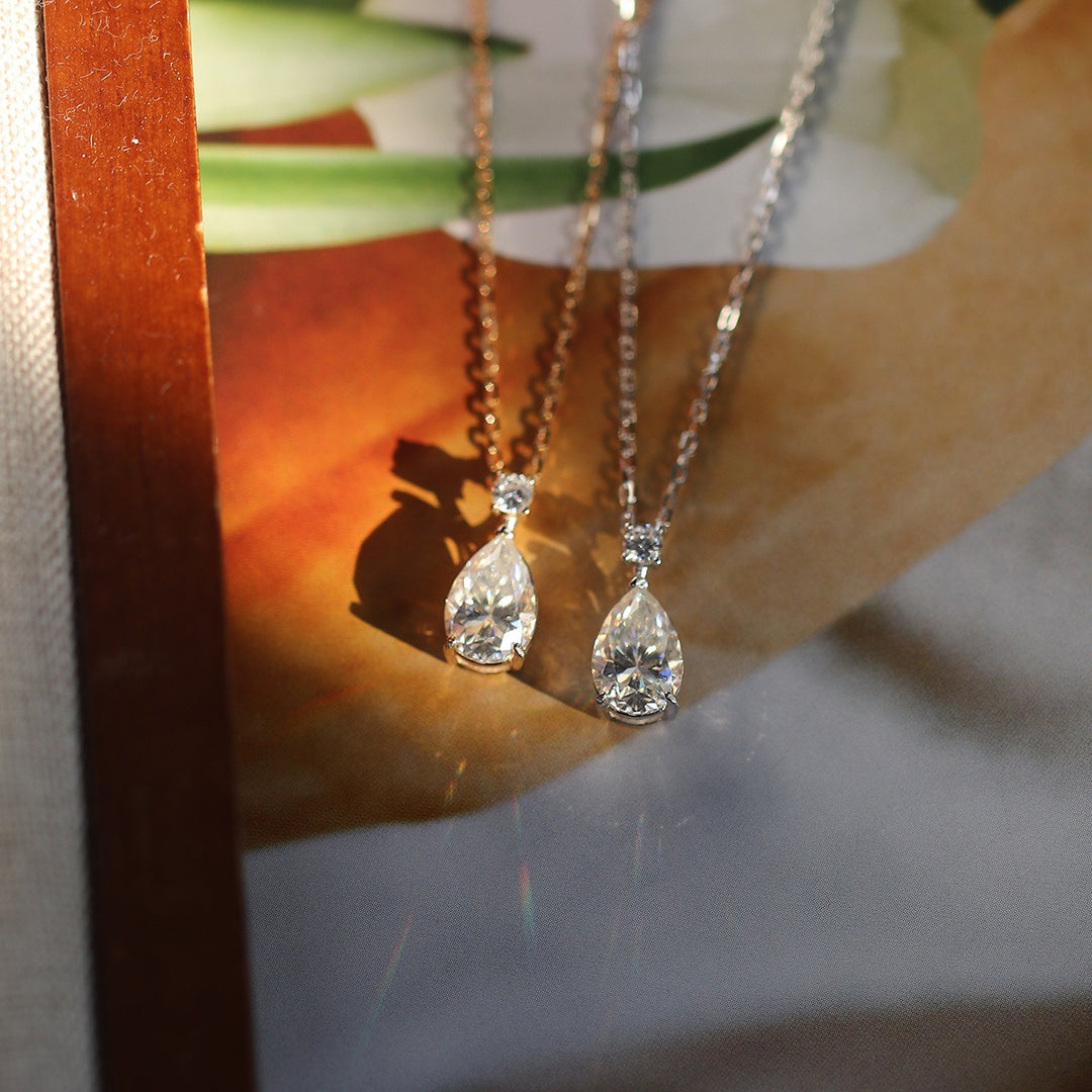 Teardrop Moissanite Pendant Necklace