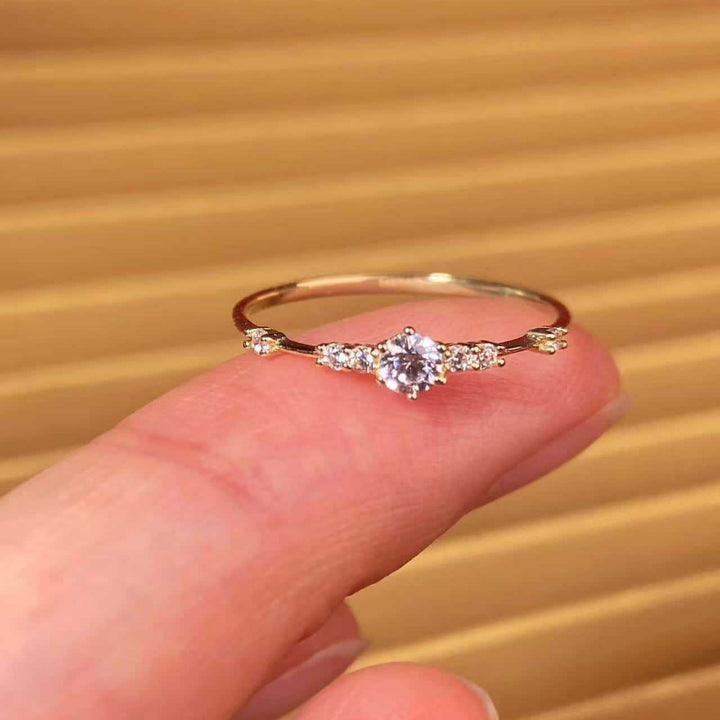 Vintage Cluster Zircon Stacking Ring — Slim Band | S925 Sterling Silver