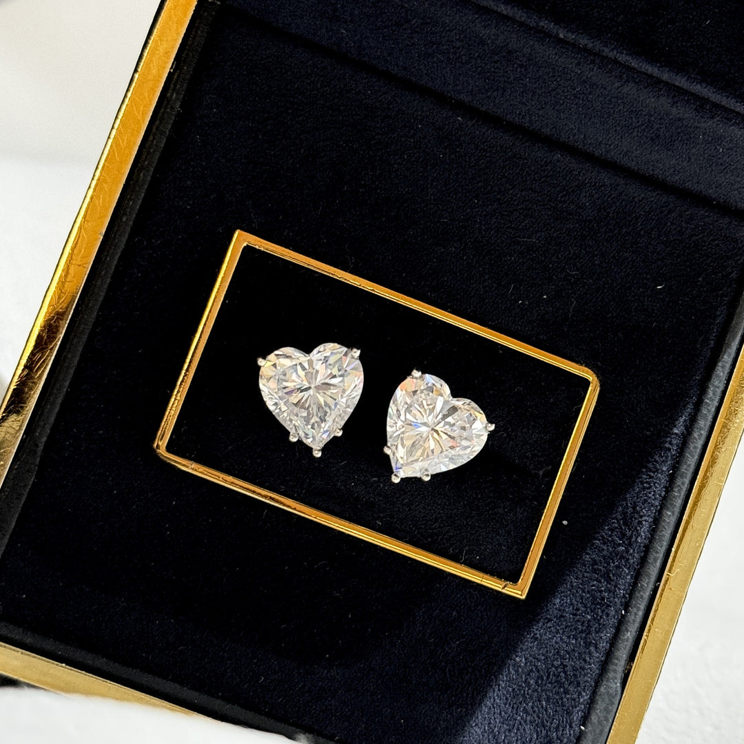 Heart-Cut Moissanite Stud Earrings