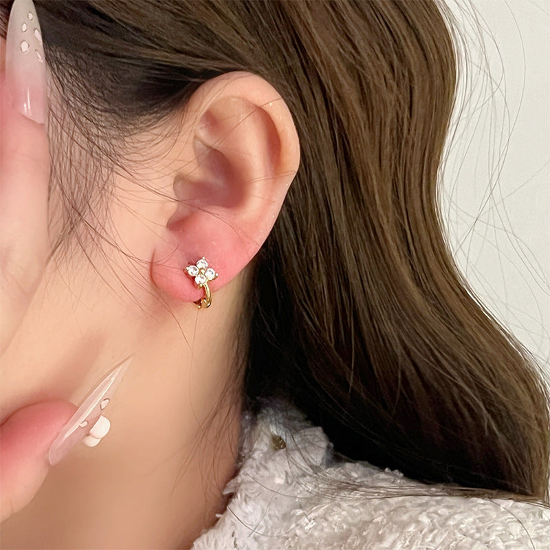 Floral Zircon Hoop Earrings