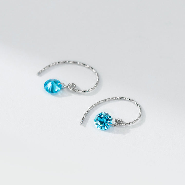 Blue Zircon Threader Earrings