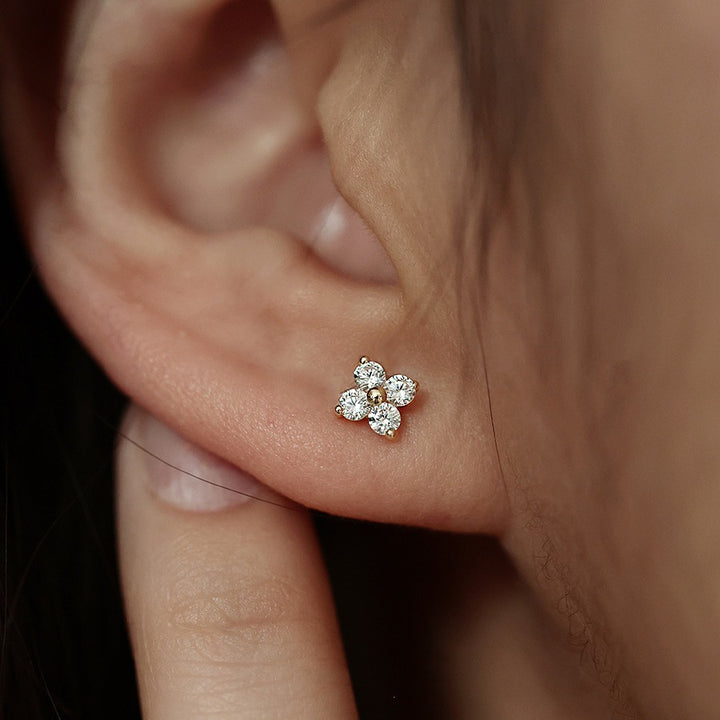 Mini Flower Zircon Stud Earrings — Petite Sparkle | S925 Sterling Silver