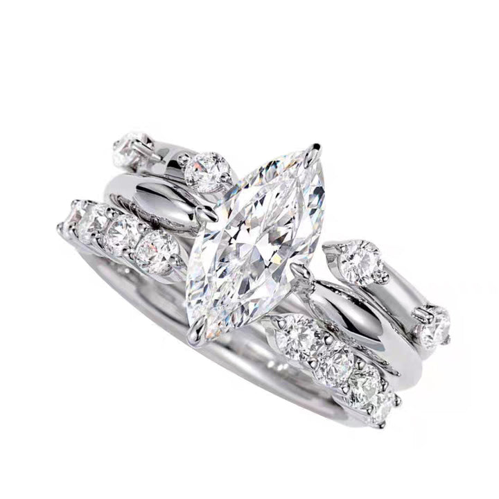 Marquise-Cut Moissanite Ring Set — 3-Piece Stackable