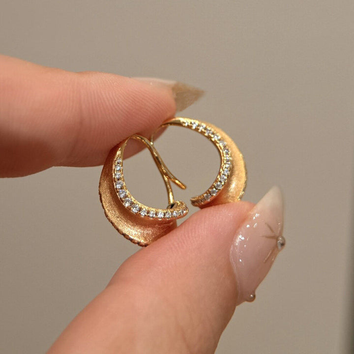 Luna Zircon Crescent Hoop Earrings