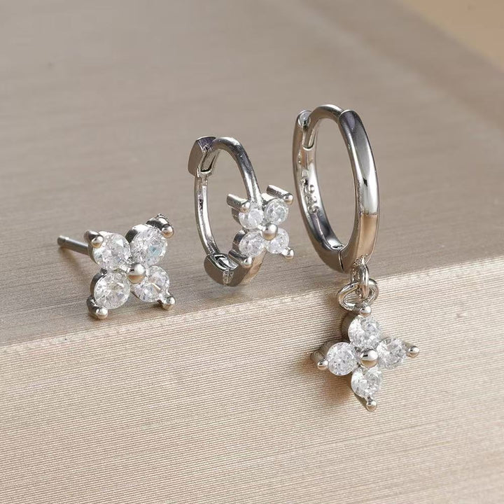 Floral Drop Hoop Earrings — Minimal Sparkle Charm | S925 Sterling Silver