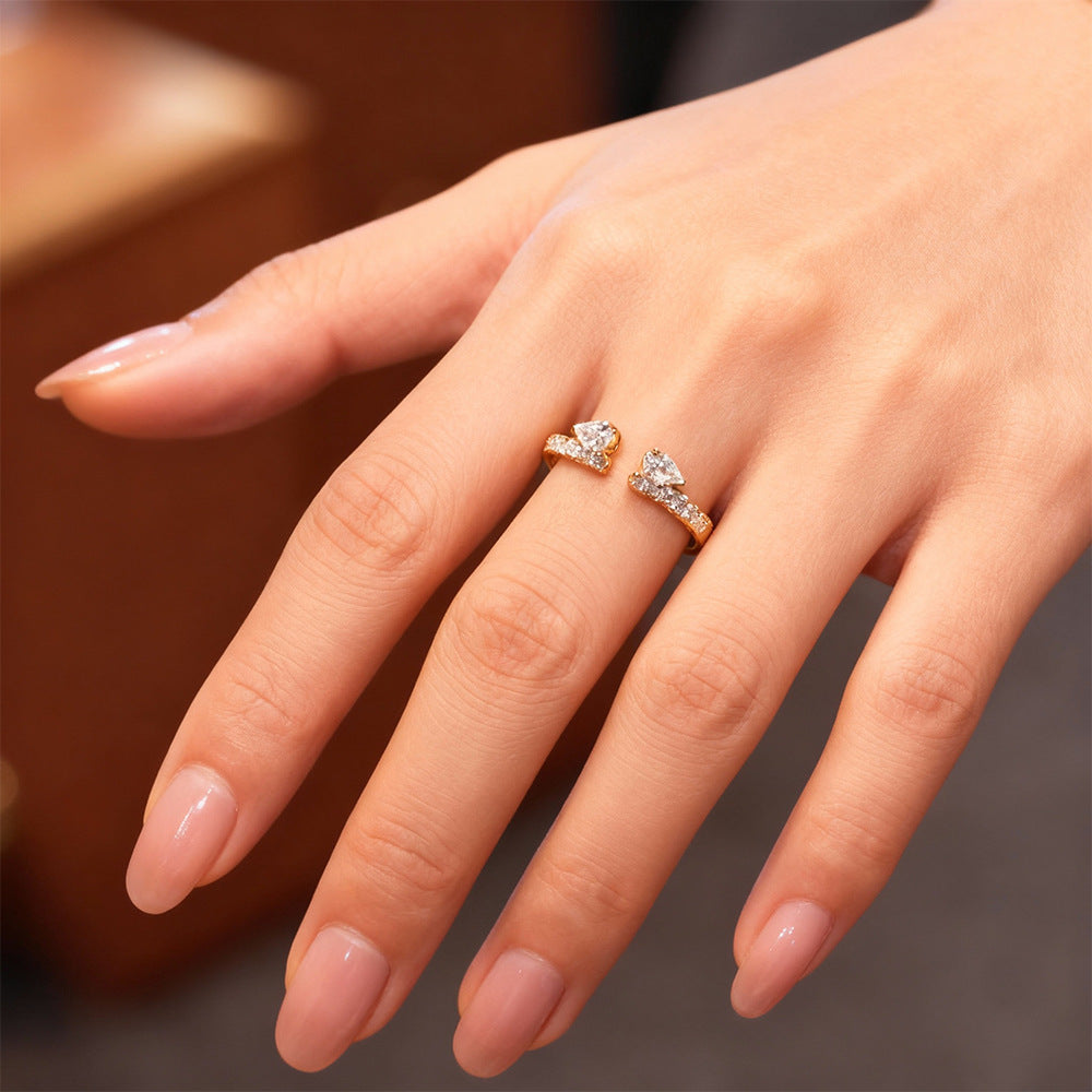 Lume Twin Pear Moissanite Open Ring