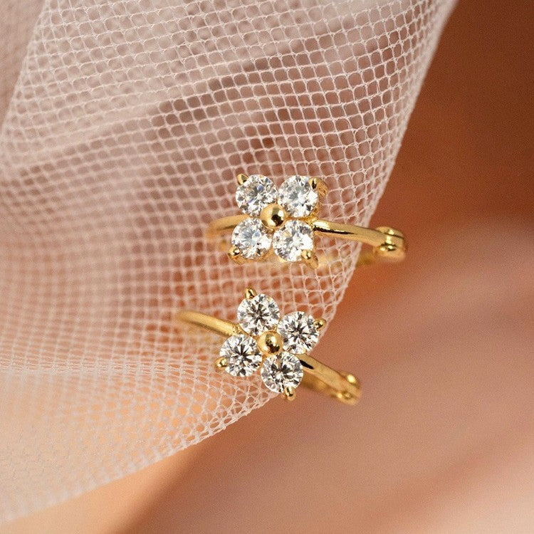 Floral Zircon Hoop Earrings