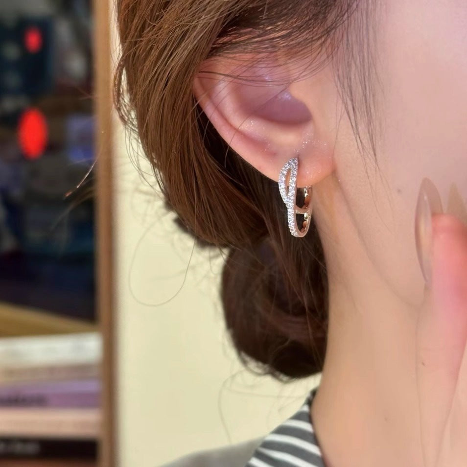 Luna Twist Zircon Hoop Earrings