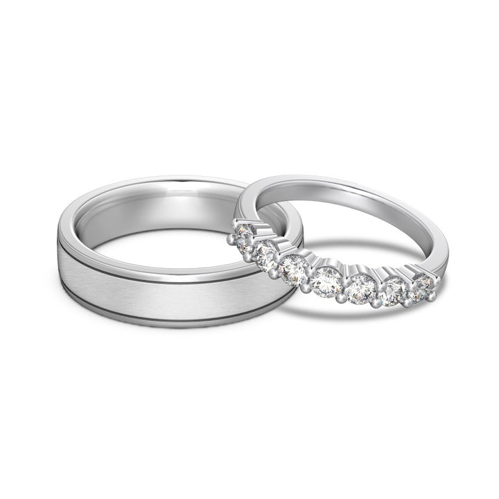 Classic Couple Wedding Band Set