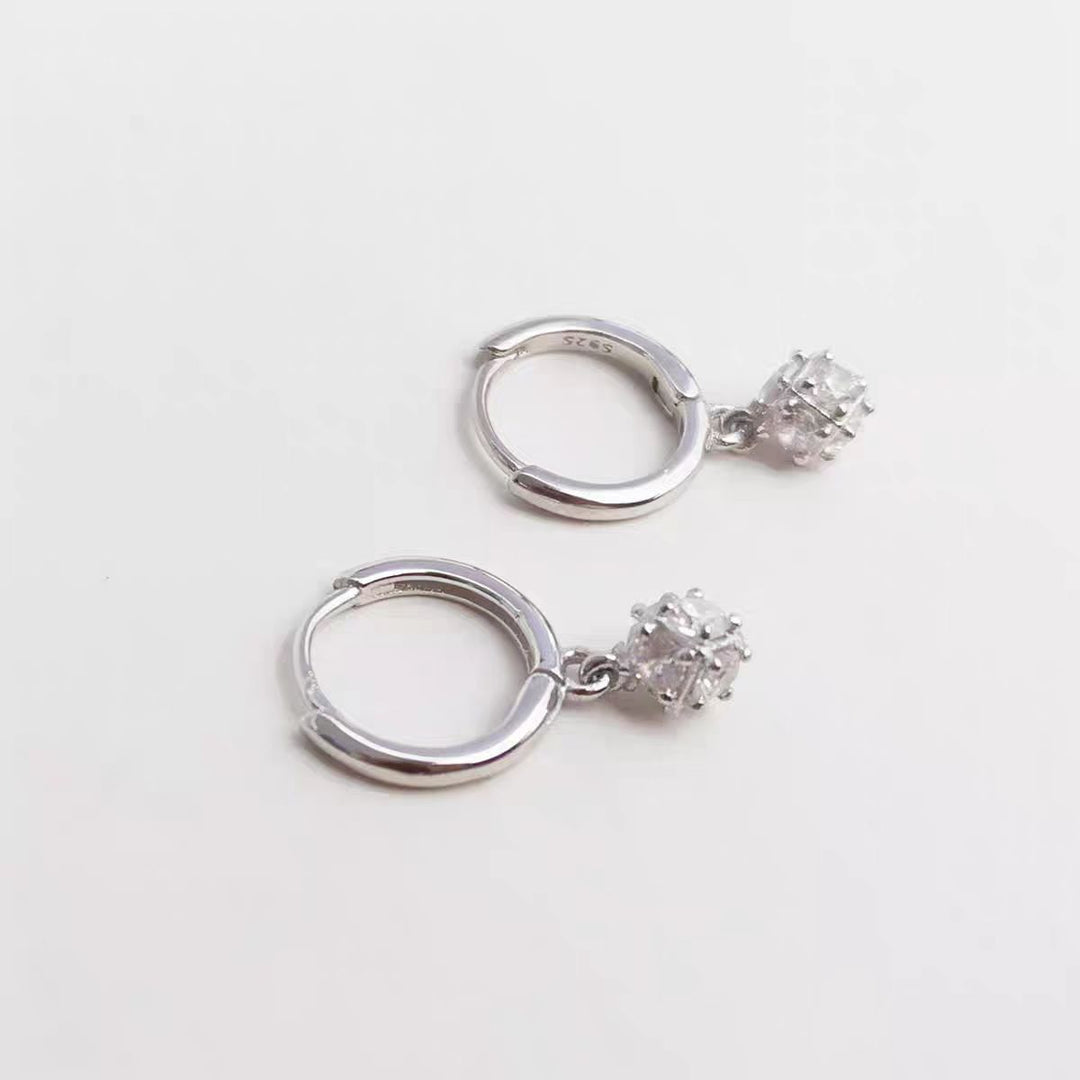 Classic Zircon Drop Hoop Earrings