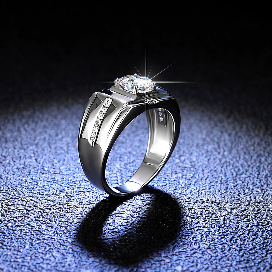 Aegis Round Moissanite Men’s Ring
