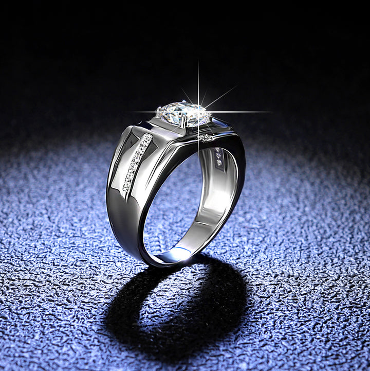 Aegis Round Moissanite Men’s Ring