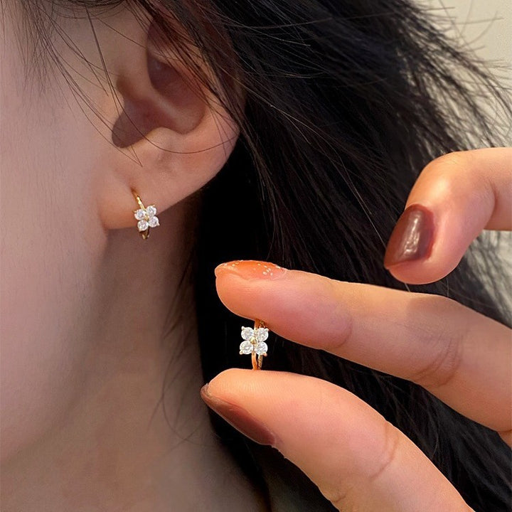 Floral Zircon Hoop Earrings