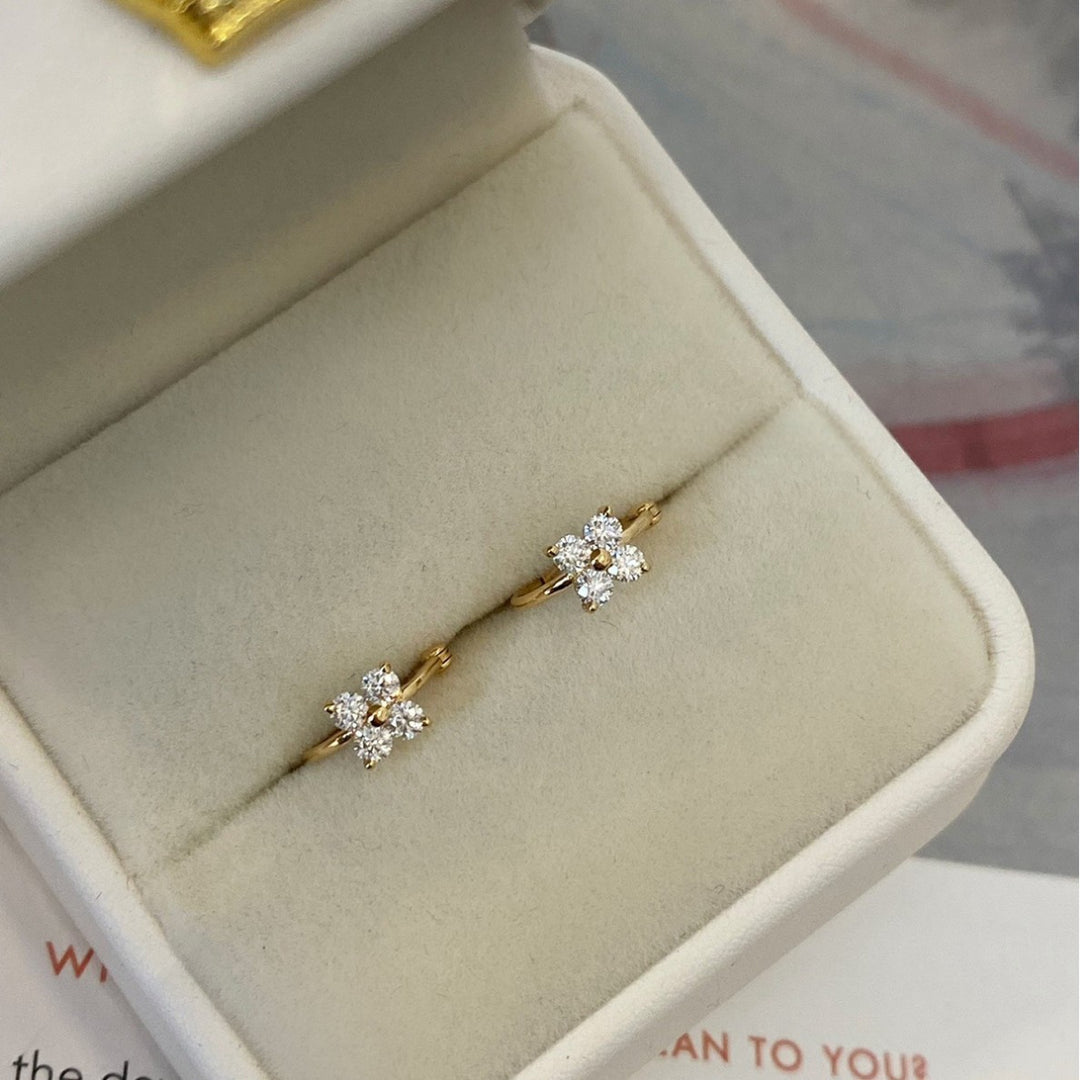Floral Zircon Hoop Earrings