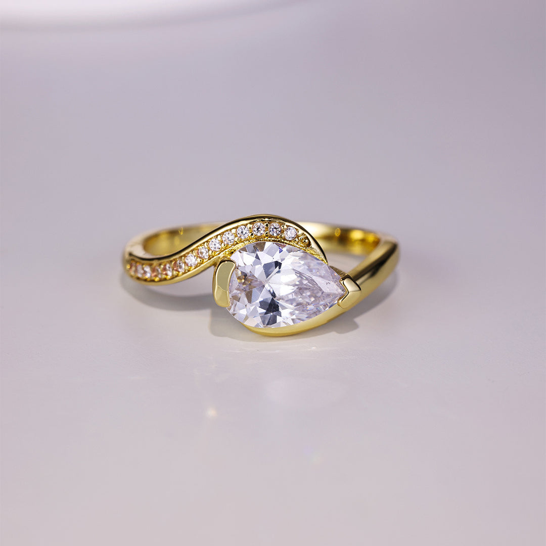 Pear Cut Moissanite Ring