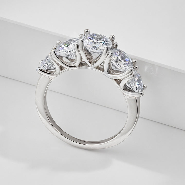Celestial Wave Five-Stone Moissanite Ring | S925 Sterling Silver