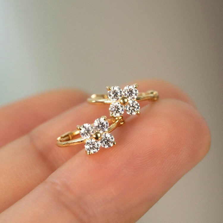 Floral Zircon Hoop Earrings