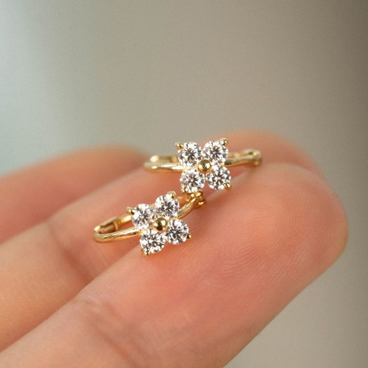 Floral Zircon Hoop Earrings
