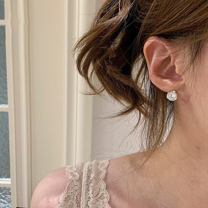 Round Cut Moissanite Huggie Earrings