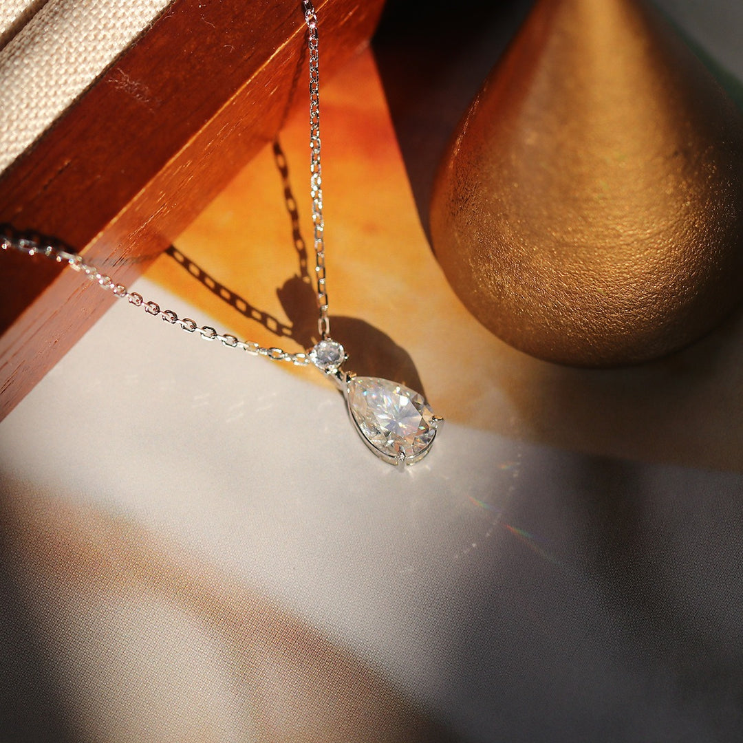 Teardrop Moissanite Pendant Necklace