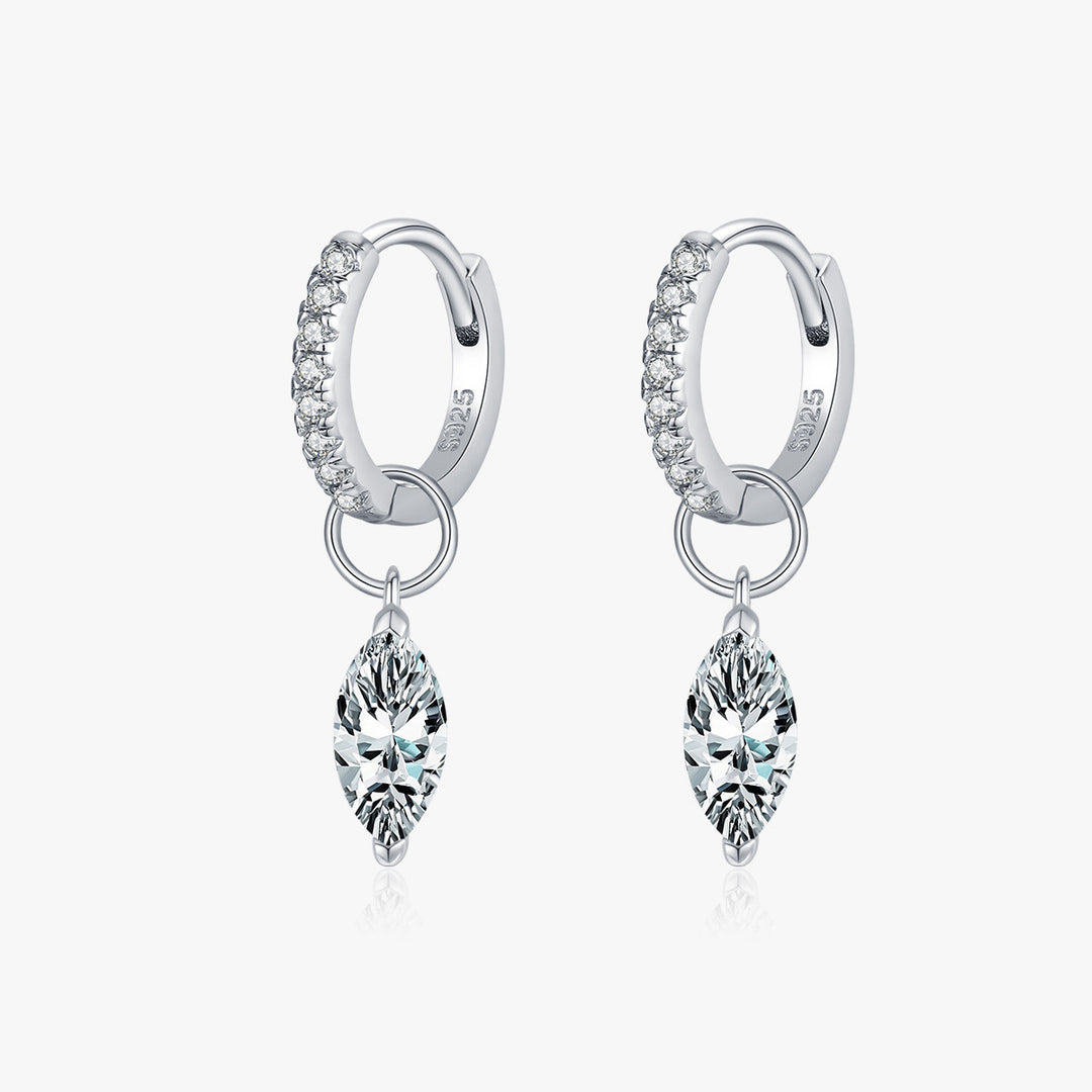 Marquise Drop Moissanite Hoop Earrings
