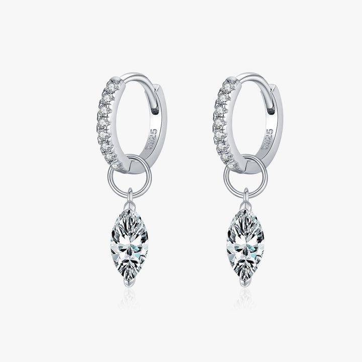 Marquise Drop Moissanite Hoop Earrings