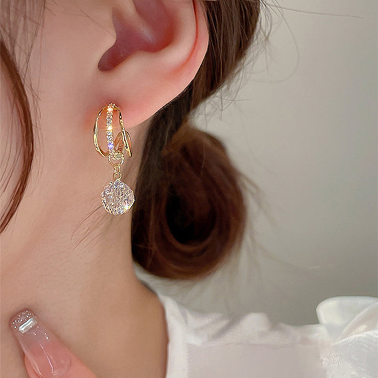 Triple Cutout Zircon Earrings