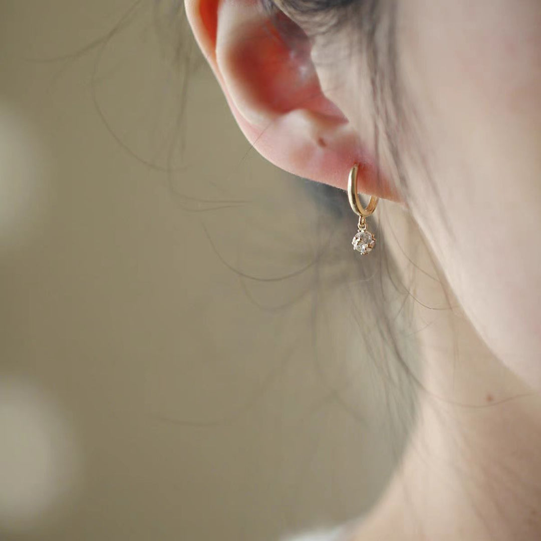Classic Zircon Drop Hoop Earrings