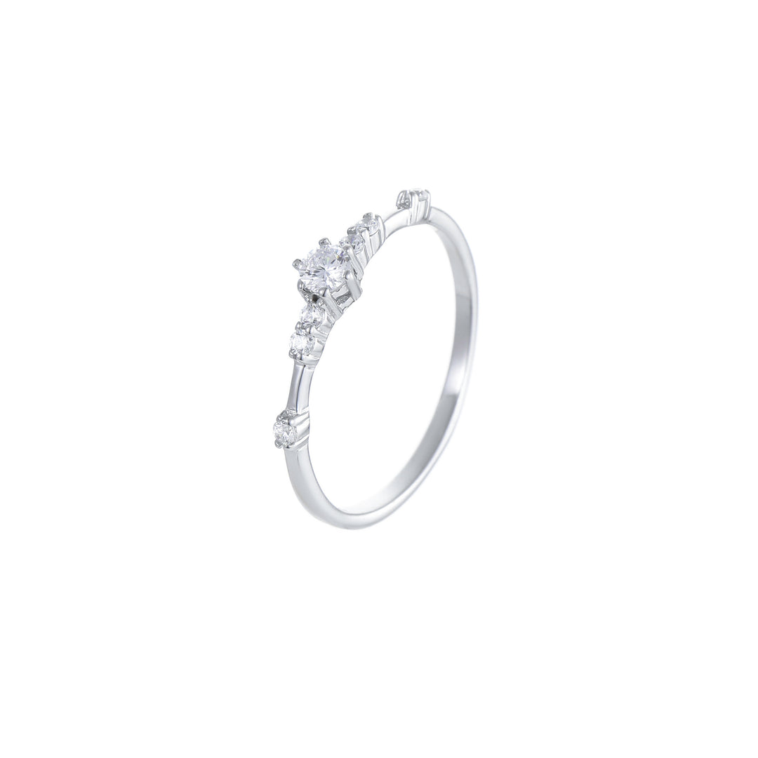 Vintage Cluster Zircon Stacking Ring — Slim Band | S925 Sterling Silver
