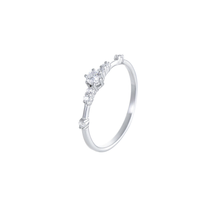 Vintage Cluster Zircon Stacking Ring — Slim Band | S925 Sterling Silver