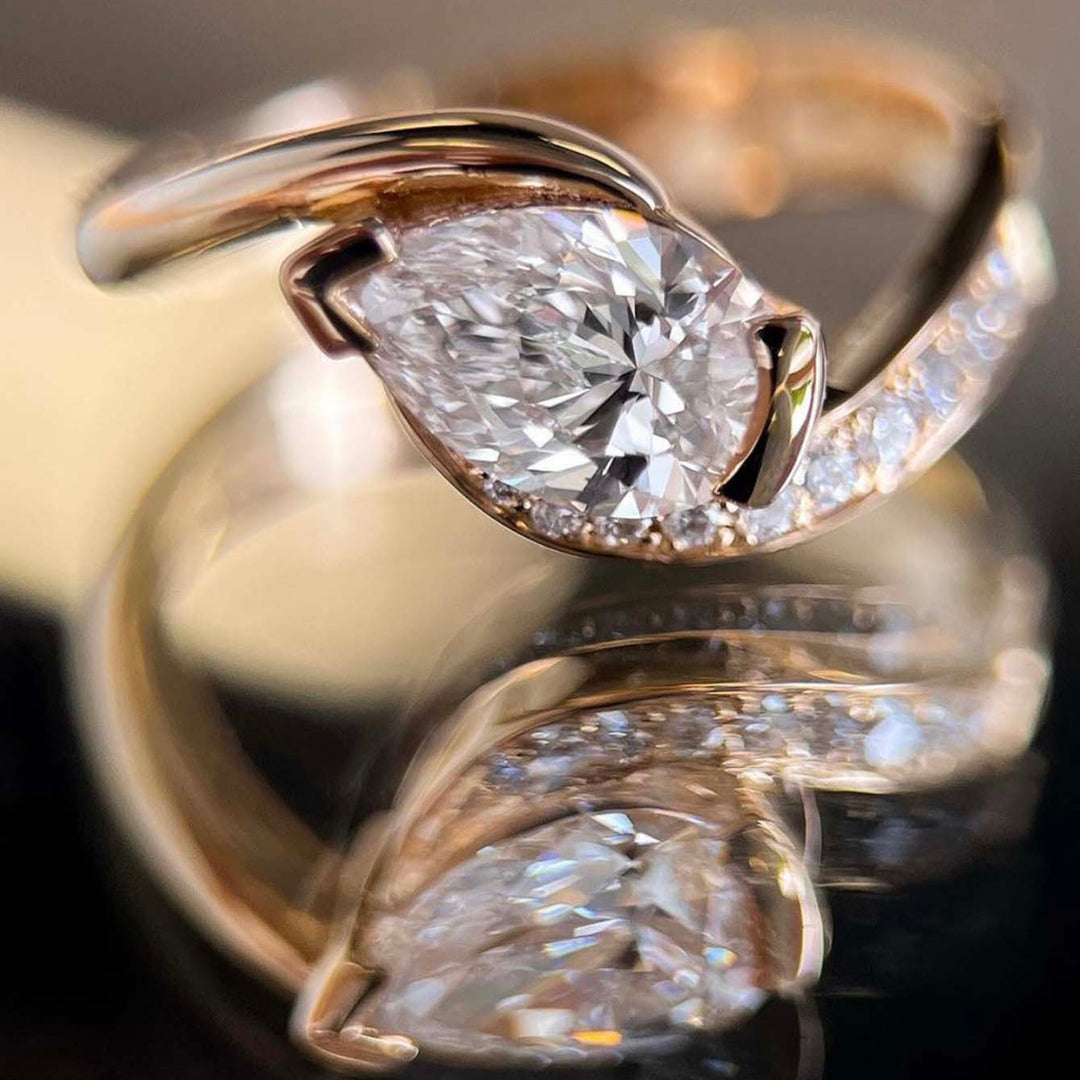 Pear Cut Moissanite Ring
