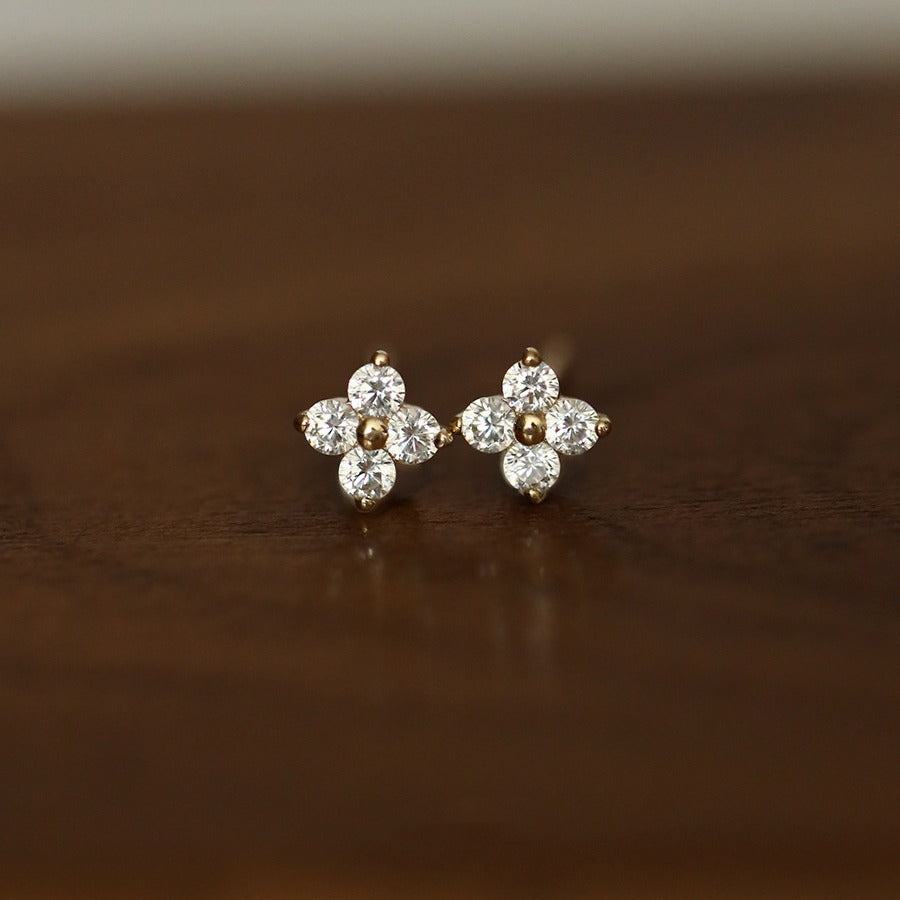 Mini Flower Zircon Stud Earrings — Petite Sparkle | S925 Sterling Silver